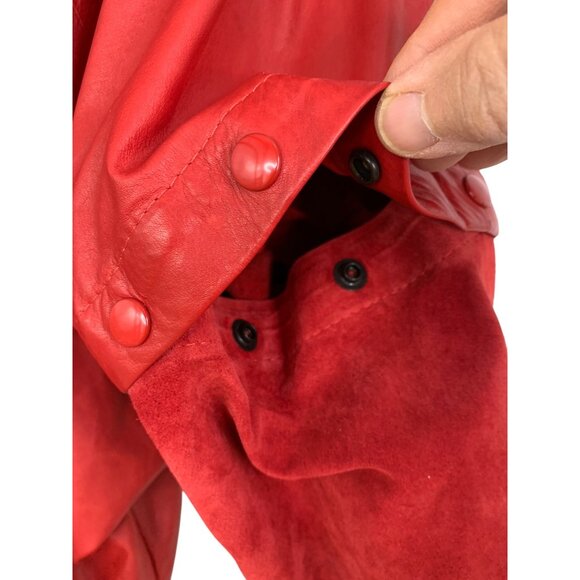 Rare VTG 80s Clifford Olson Red Leather Coat Hikable Sleeves M/L RW10345 - Picture 16 of 16